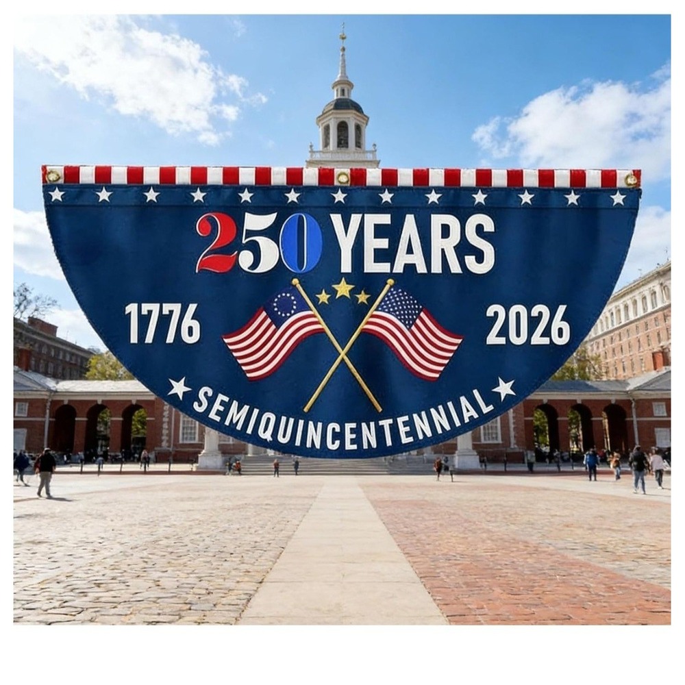 2 Pcs 6X3Ft Large 250Th Anniversary Bunting Flag 1776-2026 Commemorative Patriot